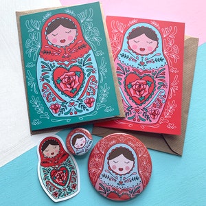 Russian Doll Folksy illustration A4 Print image 2