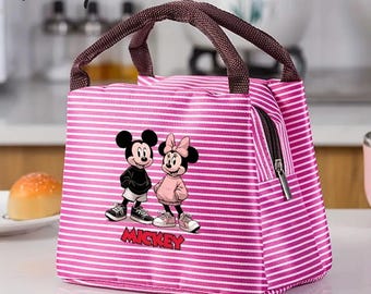 Bolsa térmica grande para el almuerzo con diseño de rayas de Mickey Mouse