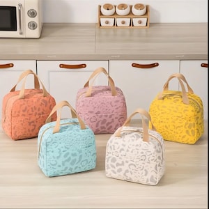 Personalized Corduroy Lunch Bag | Monogram Chenille Letter Varsity Patch | Cute Animal Print Insulated Lunch Box | Custom Gift For Her Teach