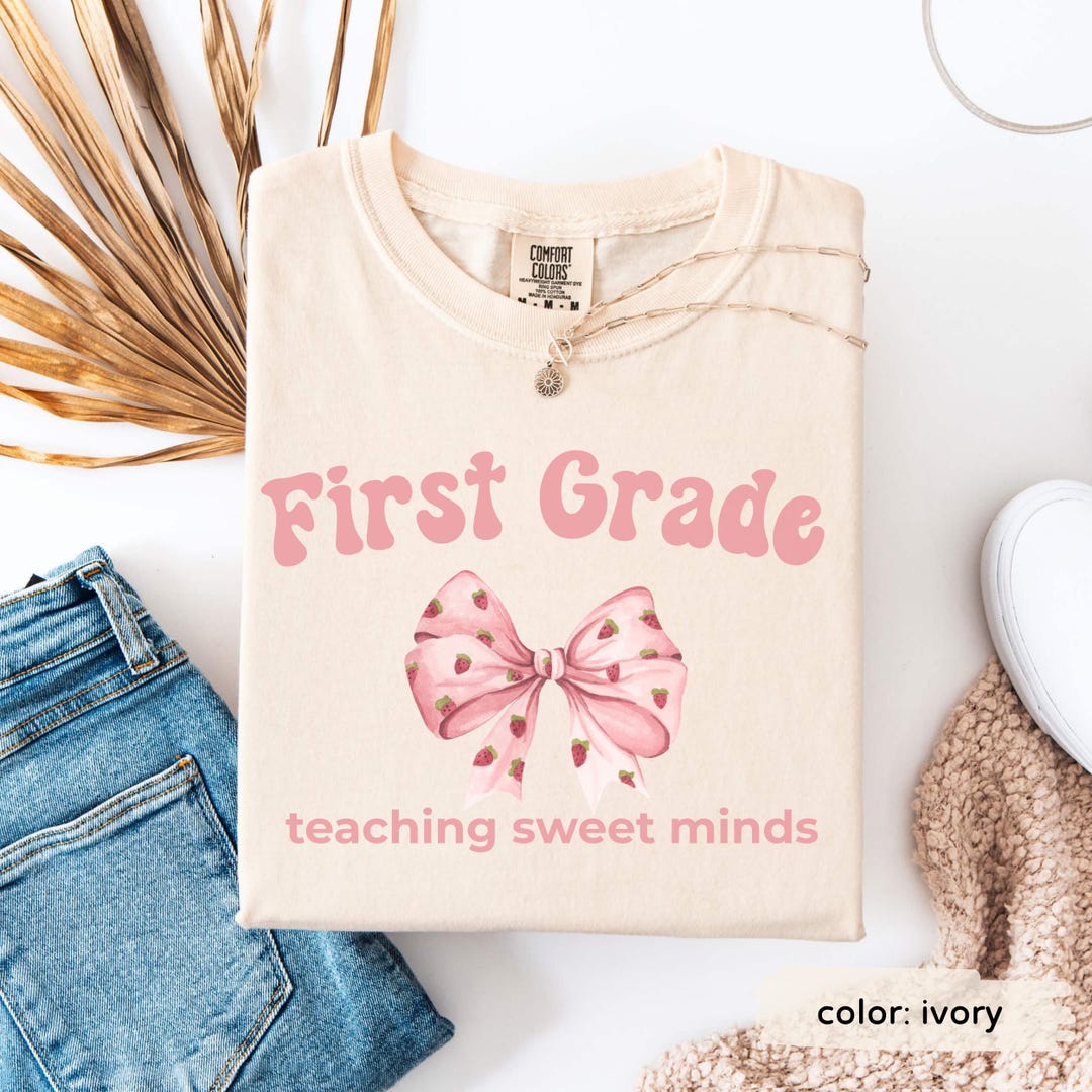 First Gradeteacher T-shirt Pink Coquette Ribbon Shirt Personalized ...