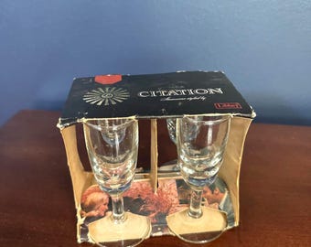 Vintage Libbey Citation Original Set of 4 Cordial 1oz. Clear Glass Stemware Boxed