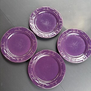 Longaberger Woven Traditions Pottery 9&quot; Luncheon Plates in Eggplant (Set of 4)