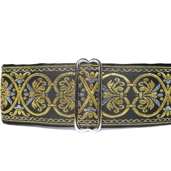 Jacquard Martingale Collar, Black and Gold Martingale Dog Collar, Special Occasion Martingale Collar, Jacquard Dog Collar