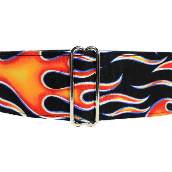 Flames Martingale Dog Collar, Flames Dog Collar, Greyhound Martingale Collar, 2 Inch Martingale Collar, Red Dog Collar, Custom Dog Collar