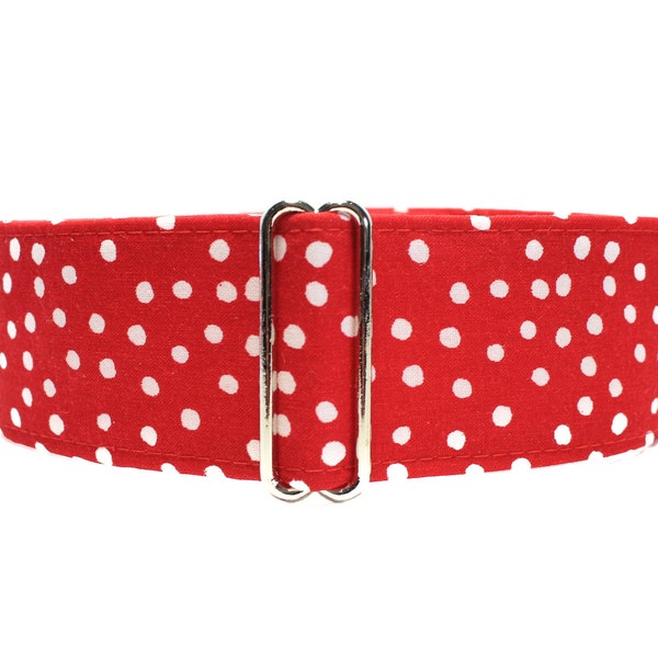 Red Martingale Dog Collar, Polka Dot Martingale Collar, Polka Dot Dog Collar, Red and White Dog Collar