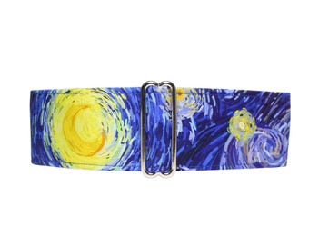 Starry Night Martingale Collar, Blue, Standard or Buckle, Small to Extra Large