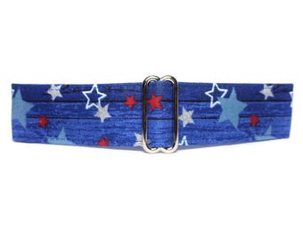 4th of July Martingale Dog Collar, Stars, Standard or Buckle Style, S-XL