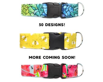 Buckle Martingale Dog Collar, 1.5 or 2 Inch Wide, 50+ Fabric Designs, Sizes S-XL