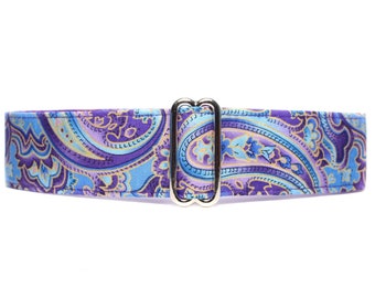 Purple Paisley Martingale Collar, Buckle Martingale, Small to Extra Large