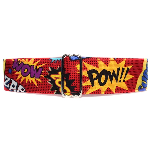 Red Martingale Dog Collar, Action Hero, Standard or Buckle Style, Satin Lined, S-XL