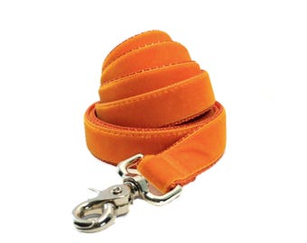 Velvet Dog Leash, Orange Velvet Dog Leash, Orange Velvet Leash, 5 foot, Dog Lead, Orange Velvet Lead, Orange Leash