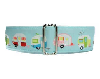 Aqua Martingale Dog Collar, Camper Dog Collar, Camper Martingale Collar, 2 Inch Martingale Collar, Aqua Dog Collar, Large Dog Collar