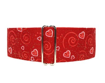 Valentine Martingale Dog Collar Greyhound, Red Hearts Martingale Collar, Red Dog Collar, Valentine Dog Collar, Greyhound Collar, Whippet