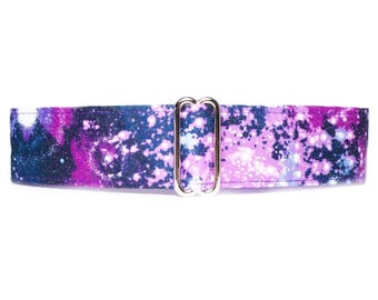 Galaxy Martingale Dog Collar, Purple, Standard or Buckle Style, Small to Extra Large