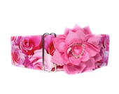 Valentine Martingale Collar, Pink Roses Martingale Collar, Valentine Dog Collar, Pink Roses Dog Collar, Greyhound Martingale Collar