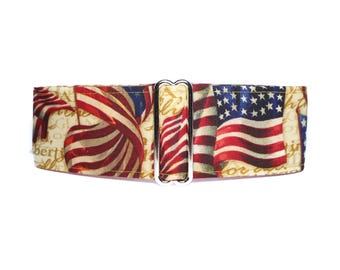 American Flag Martingale Dog Collar, Memorial Day, 4th of July, Standard or Buckle Style, S-XL