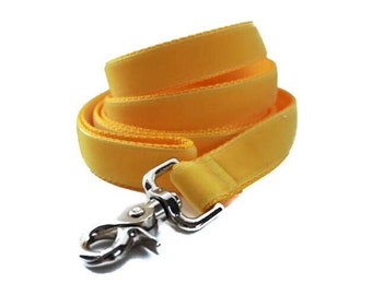 Yellow Velvet Dog Leash, Yellow Velvet Lead, 5 Foot Leash, 6 foot Leash, Dog Lead, Yellow Dog Leash