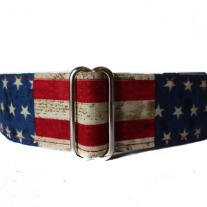 American Flag Martingale Collar, Stars and Stripes Martingale Collar, Red White Blue, 4th of July, Independence Day, Greyhound Collar Martingale 1.5 Inch