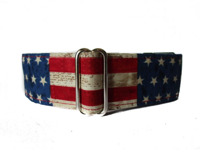 American Flag Martingale Collar, Stars and Stripes Martingale Collar, Red White Blue, 4th of July, Independence Day, Greyhound Collar Martingale 1.5 Inch