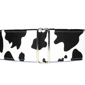 Cow Martingale Dog Collar 2 Inch, Black and White Martingale, Greyhound Collar, Cow Dog Collar, Extra Large Martingale Collar