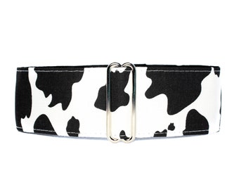 Cow Martingale Dog Collar 2 Inch, Black and White Martingale, Greyhound Collar, Cow Dog Collar, Extra Large Martingale Collar