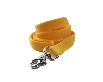 Yellow Velvet Dog Leash, Yellow Velvet Lead, 5 Foot Leash, 6 foot Leash, Dog Lead, Yellow Dog Leash