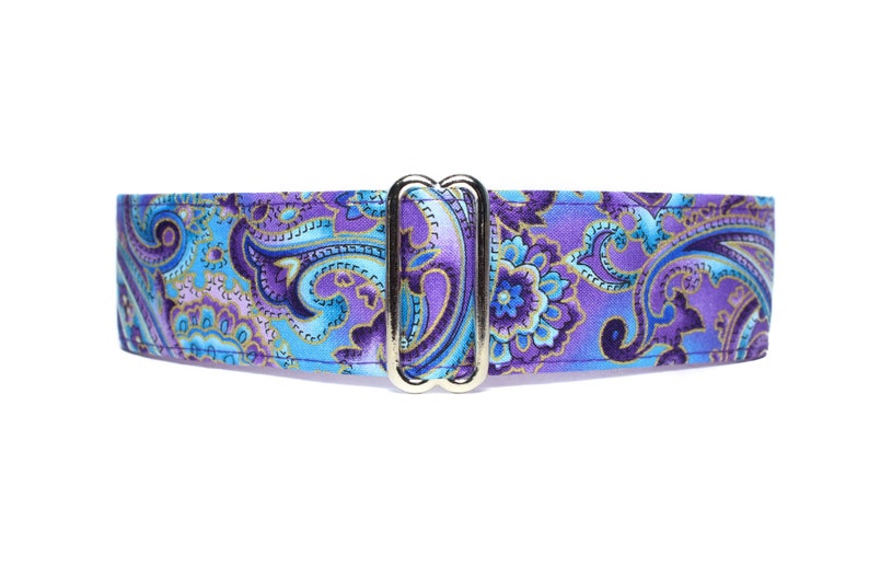 Purple Paisley Martingale Collar, 2 Inch Martingale Collar, Paisley Martingale Collar, Paisley Dog Collar, Purple Dog Collar image 2