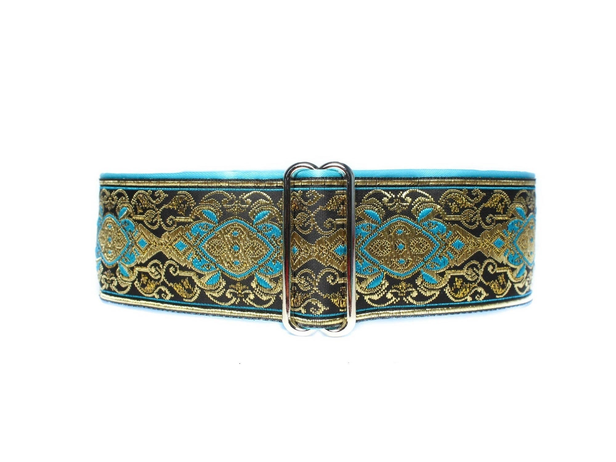 Teal Martingale Collar Greyhound, Jacquard Greyhound Collar, Teal Jacquard, Greyhound Collar, Jacquard Dog Collar, 2 Inch Dog Collar