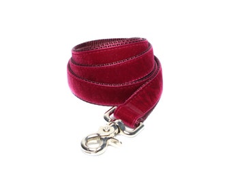 Burgundy Velvet Dog Leash, Burgundy Velvet Lead, 5 Foot Leash, 6 foot Leash, Dog Lead, Burgundy Dog Leash, Christmas