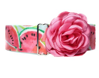 Pink Martingale Collar and Flower, Watermelon Martingale Dog Collar, Pink Dog Collar and Flower, Watermelon Dog Collar