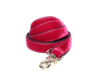 Swiss Velvet Dog Leash, Raspberry Lead, 4, 5, 6 feet Leash