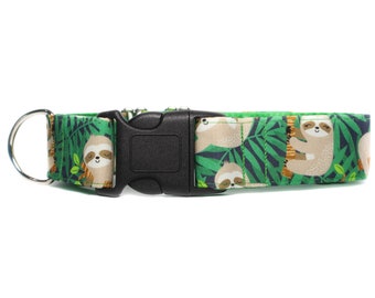 Sloth Martingale Dog Collar with Buckle, Green Martingale Collar, Extra Large Buckle Martingale Collar