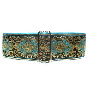 Teal Jacquard Martingale Dog Collar