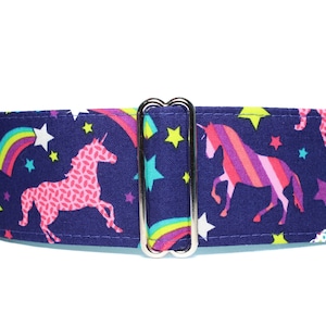 Unicorn Martingale Dog Collar, Extra Large Martingale Collars, Rainbow Martingale Collar, Rainbow Dog Collar