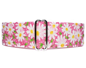 Pink Martingale Dog Collar, Pink Dog Collar, Daisy Martingale Collar Greyhound, Floral Martingale Collar