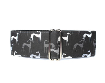 Black Martingale Dog Collar Greyhound Collar, Extra Large Martingale Collar, Galgo Martingale Collar