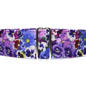 Floral Martingale Collar, Purple Martingale Dog Collar, Pansies Martingale Collar Greyhound, Pansies Dog Collar, Purple Dog Collar