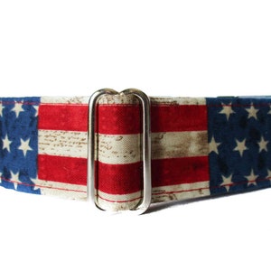 Martingale Dog Collar American Flag, Stars and Stripes Martingale Collar 1.5 Inch Martingale, 1.5 Inch Dog Collar, Greyhound Collar