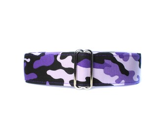 Purple Martingale Dog Collar 1.5 Inch, Purple Dog Collar, Camo Martingale Dog Collar, Camo Dog Collar, Whippet Collar