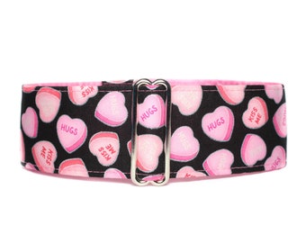 Valentine Martingale Dog Collar, Valentine Dog Collar, Conversation Hearts, Pink Dog Collar, Hearts Dog Collar Greyhound