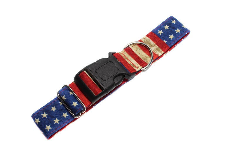 American Flag Martingale Collar, Stars and Stripes Martingale Collar, Red White Blue, 4th of July, Independence Day, Greyhound Collar Buckle Collar 1.5 In