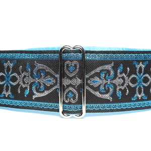 Turquoise Martingale Collar Greyhound, Jacquard Martingale Collar, Turquoise Greyhound Collar, Jacquard Dog Collar