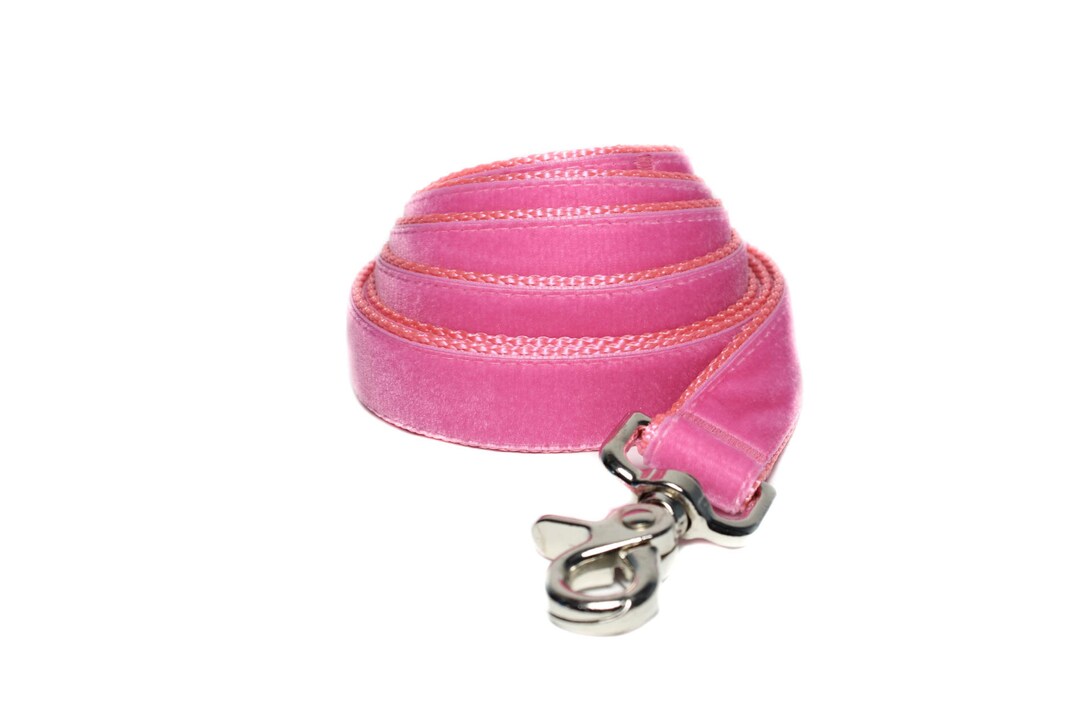 Pink Velvet Dog Leash, Swiss Velvet Dog Leash, Hot Pink Dog Leash, 5