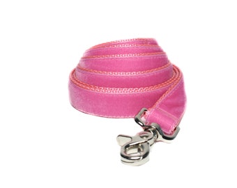 Pink Velvet Dog Leash, Swiss Velvet Dog Leash, Hot Pink Dog Leash, 5 foot, Dog Lead, Hot Pink Velvet Lead, Pink Leash