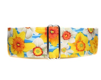 Floral Martingale Dog Collar, Daffodil Martingale Collar Greyhound, Floral Dog Collar, Daffodil Dog Collar