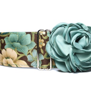 Teal Martingale Dog Collar 2 Inch, Floral Martingale Collar Greyhound, Floral Dog Collar, Teal Dog Collar