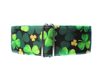 St. Patricks Martingale Collar, Shamrock Martingale Collar, Shamrock Dog Collar, Four leaf clover