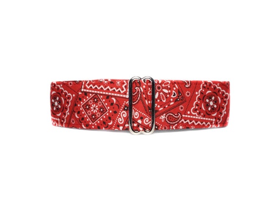 Red Martingale Dog Collar, Bandana, Standard or Buckle Style, Satin Lined, S-XL