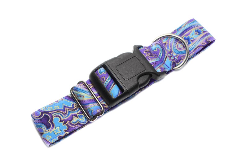 Purple Paisley Martingale Collar, 2 Inch Martingale Collar, Paisley Martingale Collar, Paisley Dog Collar, Purple Dog Collar image 3