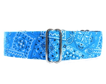 Blue Martingale Dog Collar, Bandana Martingale Collar, 1.5 Inch Martingale Collar, Bandana Dog Collar, Blue Dog Collar, Large Dog Collar